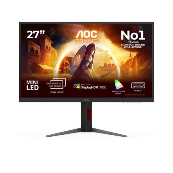 27in Fast IPS MiniLED 1152 Zone Dual Mode UHD 160Hz/ FHD 320Hz Adaptive Sync 1ms GTG HDR1000 HDMI 2.1 DP 1.4 PBP / PIP Height Adjustable Stand VESA 100X100mm