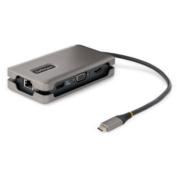 Startech USB-C Multiport Adapter, HDMI/VGA, 4K 60Hz, 3-Port USB Hub, 100W PD Pass-Through, GbE, Mini Docking Station, 1ft/30cm Cable - for Notebook/Tablet/Monitor - USB 3.2 Gen 2 Type C