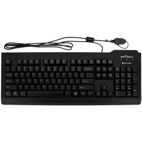 Seal Clean Glow# Backlit Keyboard w/ Key Locking Function - Dishwasher Safe - ANSI / QWERTY / US ENGLISH / Quick Connect USB Cable / Black - CE / FCC / IC / IPx8 / REACH / RoHS3 Compliant / Black