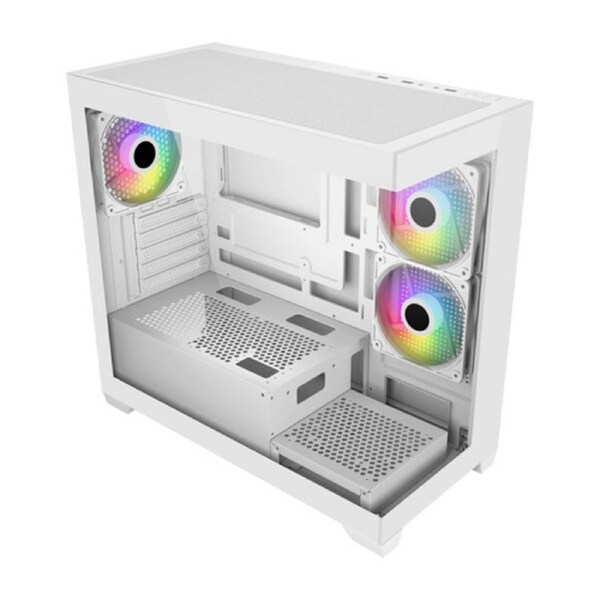 FSP S340-WA Tempered Glass M-ATX Mid Tower Gaming Case White Pre-installed 120mm x 2 reverse ARGB fans and 1 ARGB fan