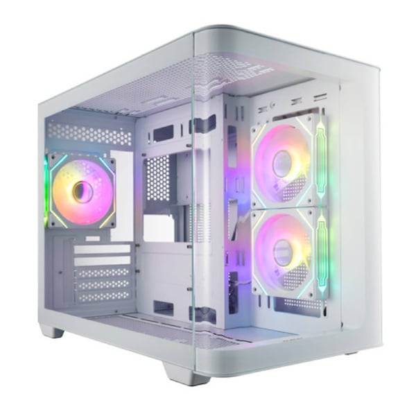 FSP S380-WA: Stylish M-ATX mid-tower with 3D curved glass 3 ARGB fans supports Micro ATX/Mini-ITX dual-chamber design excellent cooling options and front I/O with USB 3.0 and USB Type-C.