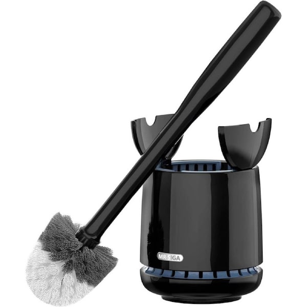 MR.SIGA Premium Toilet Bowl Brush and Holder with Solid Handle and Durable Bristles for Bathroom Cleaning, Black