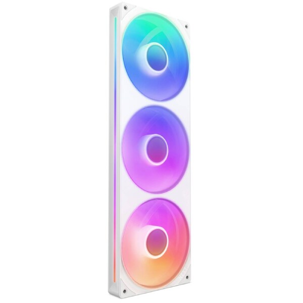 NZXT RF-U36HF-W1 Cooling Fan - Motherboard - 360 mm Maximum Fan Diameter - 3 x Fan(s) - 127.63m3/h Maximum Airflow - 2400 rpm - Fluid Dynamic Bearing - 4-pin PWM, 8-pin - RGB LED - White