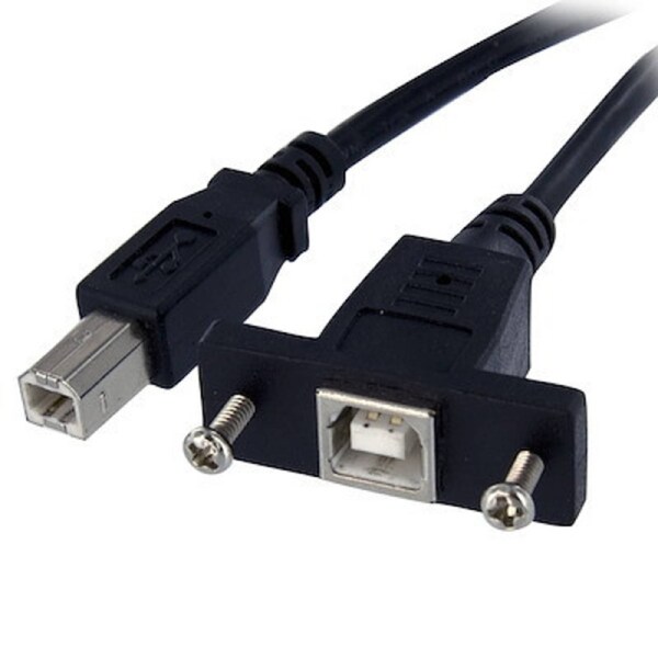 StarTech 3 ft Panel Mount USB Cable B to B - F/M - Cable for Storage Enclosure, Hard Drive - First End: 1 x 4-pin USB Type B - Male - Second End: 1 x 4-pin USB Type B - Female - Shielding