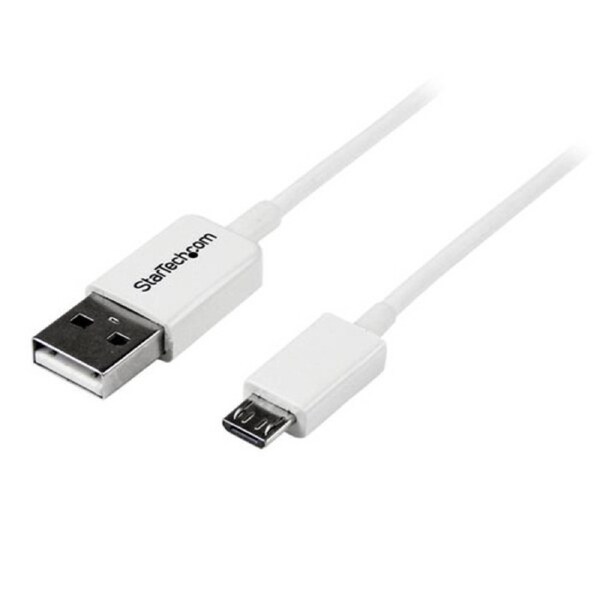 StarTech 1m White Micro USB Cable - A to Micro B - Cable for Cellular Phone, Camera, Hard Drive, Tablet PC, Digital Camera, Smartphone - First End: 1 x 4-pin USB 2.0 Type A - Male