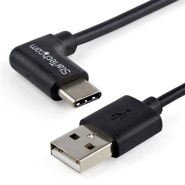 StarTech 1m 3ft USB to USB C Cable - Right Angle USB Cable - M/M - USB 2.0 Cable - USB Type C - USB A to USB C Cable - Cable for Tablet, Smartphone, Power Bank, Wall Charger