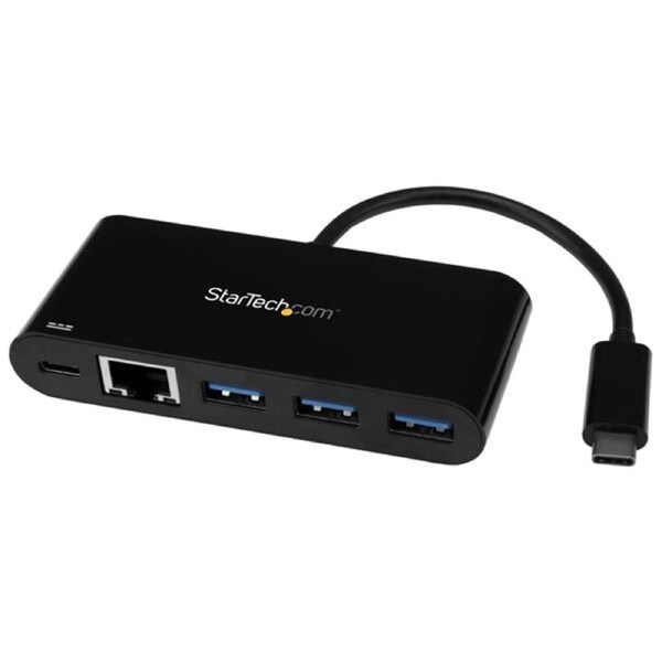StarTech USB/Ethernet Combo Hub - USB Type C - External - Black - 3 Total USB Port(s) - 3 USB 3.0 Port(s) - Mac, PC, Linux
