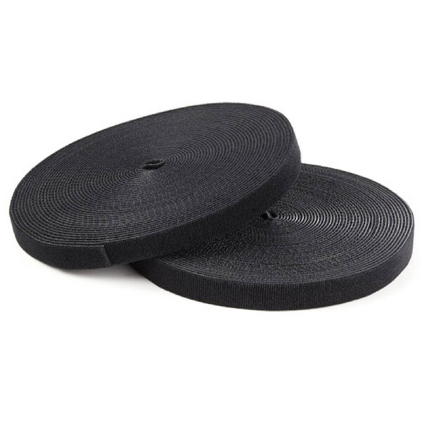 100ft. Hook and Loop Roll - Cut-to-Size Reusable Cable Ties - Bulk Industrial Wire Fastener Tape - Adjustable Fabric Wraps - Black (HKLP100)