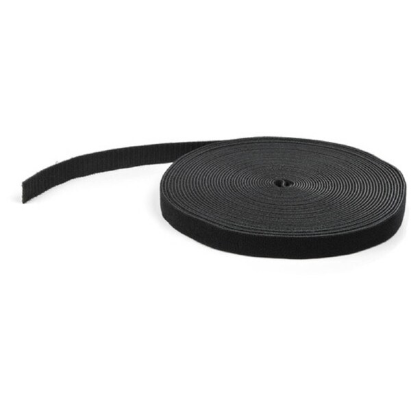 50ft. Hook and Loop Roll - Cut-to-Size Reusable Cable Ties - Bulk Industrial Wire Fastener Tape - Adjustable Fabric Wraps - Black (HKLP50)