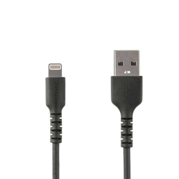 StarTech 3 foot/1m Durable Black USB-A to Lightning Cable, Rugged Heavy Duty Charging/Sync Cable for Apple iPhone/iPad MFi Certified - Cable for Smartphone, iPad, iPhone, iPad Air, iPad mini, Charger
