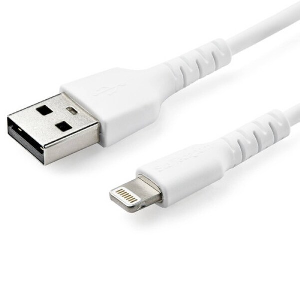 StarTech 3 foot/1m Durable White USB-A to Lightning Cable, Rugged Heavy Duty Charging/Sync Cable for Apple iPhone/iPad MFi Certified - Cable for Smartphone, iPad, iPhone, iPad Air, iPad mini, Charger