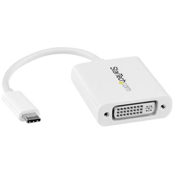 StarTech USB C to DVI Adapter - White - Thunderbolt 3 Compatible - 1920x1200 - USB-C to DVI Adapter for USB-C devices such as your 2018 iPad Pro - DVI-I Converter - 1 x 24-pin USB Type C - Male