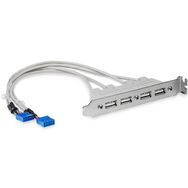 StarTech 4 Port USB A Female Slot Plate Adapter - USB panel - 4 pin USB Type A (F) - 4 x 4-pin USB 2.0 Type A - Female - 2 x 10-pin IDC USB Header - Female