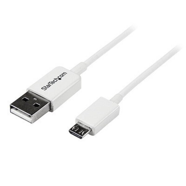 StarTech 0.5m White Micro USB Cable - A to Micro B - Cable for Cellular Phone, Camera, Hard Drive, Tablet PC - First End: 1 x 4-pin USB 2.0 Type A - Male - Second End: 1 x 5-pin Micro USB 2.0 Type B