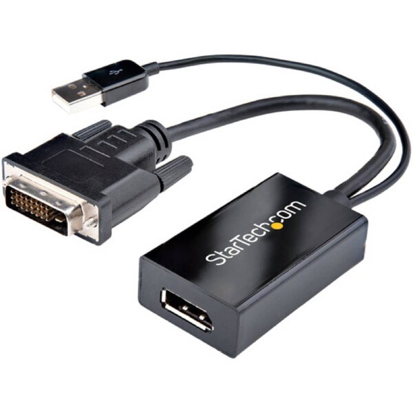 StarTech DVI to DisplayPort Adapter with USB Power - DVI-D to DP Video Adapter - DVI to DisplayPort Converter - 1920 x 1200 - 1 x 20-pin DisplayPort 1.2 Digital Audio/Video - Female