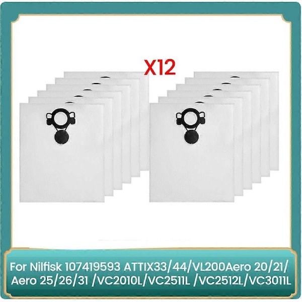 12pcs Dust Bags for 107419593 ATTIX33/44,VL200Aero 20/21,Aero 25/26/31,VC2010L/VC2511 Vacuum Cleaner Parts