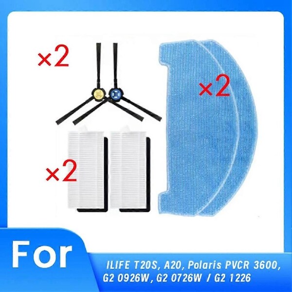 For T20S, A20, PVCR 3600, G2 0926W, G2 0726W / G2 1226 Robot Vacuum Main Side Brush Mop Filter Dust Bag