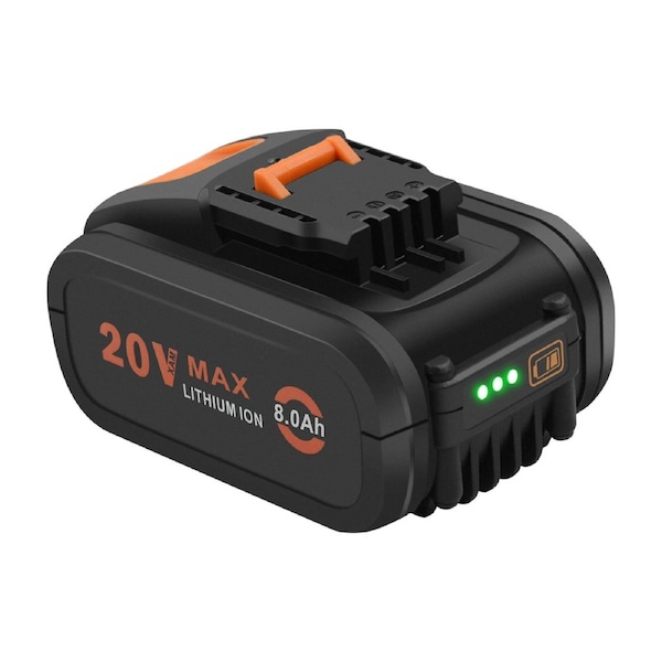 1Pcs Worx 20V 8.0Ah Replacement High Capacity Li-ion Battery Compatible with WA3551 WA3551.1 WA3553 WA3641 WA3572 WG894E