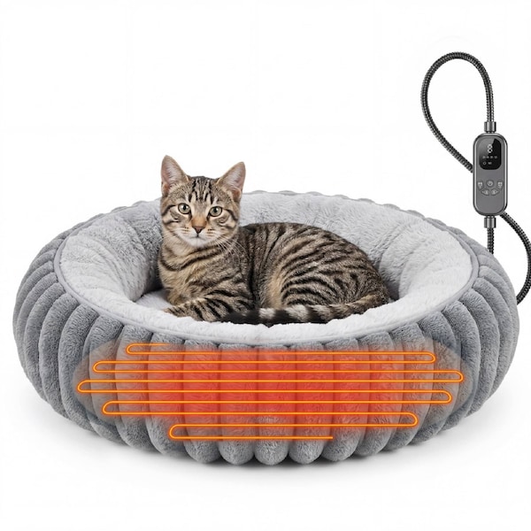 Advwin Pet Heating Pad with 9 Temperature 4 Timer 50cm Heated Bed for Small Cats Dogs