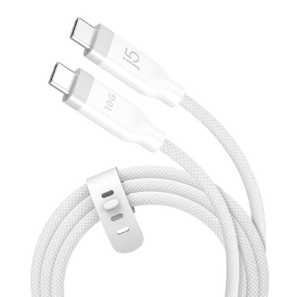 j5create JUCX19L12W 1.19 m USB-C A/V/Power/Data Transfer Cable - 1 - Cable for Phone, Tablet, Notebook, iPhone - First End: 1 x USB 3.2 Type C - Male - Second End: 1 x USB 3.2 Type C - Male