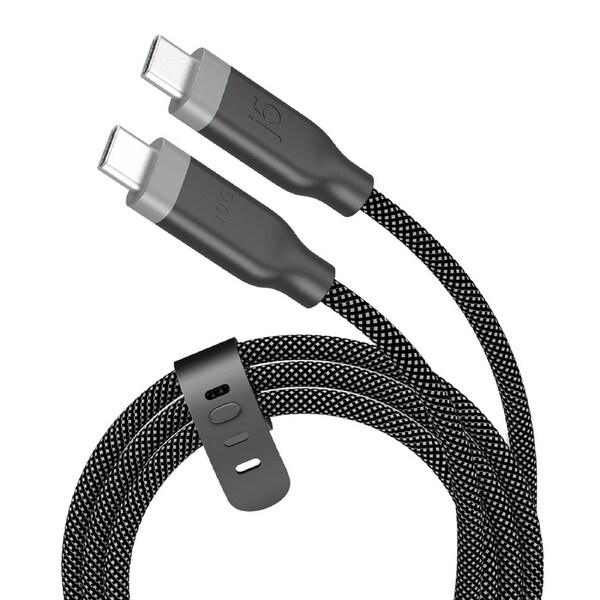 j5create JUCX19L12B 1.19 m USB-C A/V/Power/Data Transfer Cable - 1 - Cable for Phone, Tablet, Notebook, iPhone - First End: 1 x USB 3.2 Type C - Male - Second End: 1 x USB 3.2 Type C - Male