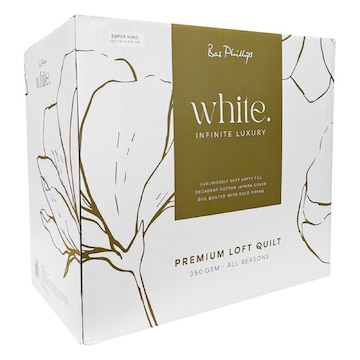 Bas Phillips Premium Loft Quilt 350Gsm w/ Cotton Japara Cover King White