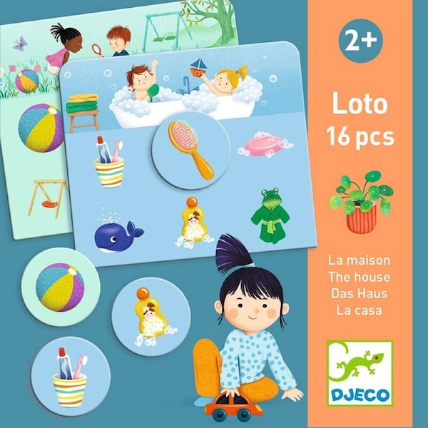 30pc Djeco The House Loto Game Matching Memory Play 2+ Years