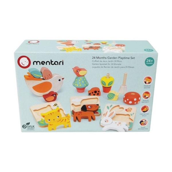 Mentari Garden Playtime Set Puzzles Shape Sorting Toys Kids 2y+