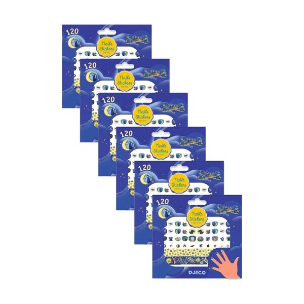 6x 20pc Djeco Moonlight Glow in the Dark Nail Stickers Easy Apply 4y+