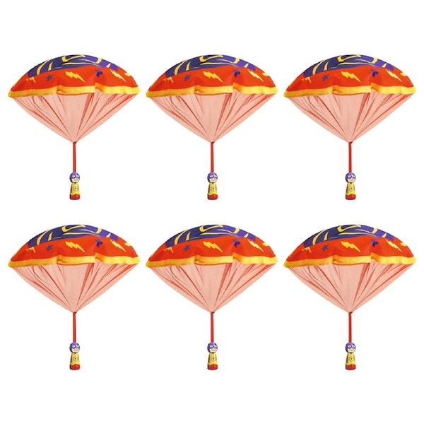 6PK Djeco Flying Hero Wooden H&-Throwing Parachute Set Kids Toy Assorted 4y+