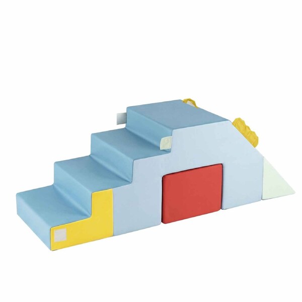 Babyjoy Climbing Blocks Soft Foam Playset Climber Slide Stairs Crawl Climb & Sliding Convertible Table Chair Toy Velvet