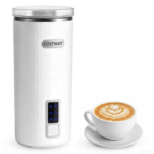 Costway Milk Frother 6in1 Electric Milk Steamer Stainless Steel Interior Automatic Warm Cold Foam Maker Coffee Warmer
