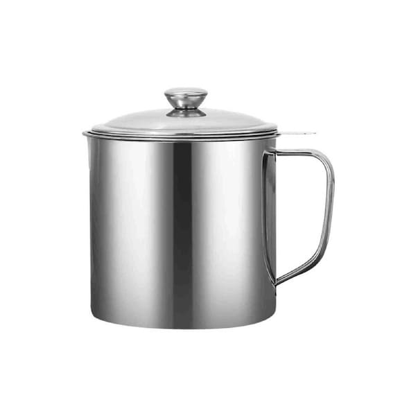 1.8L Stainless Steel Oil Filter Pot Cooking Soup Grease Strainer Separator
