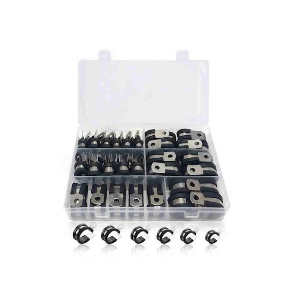 52pcs P Clips Cable Hose Pipe Clamps Holder Air Clip Clamp Set for Wire Cable