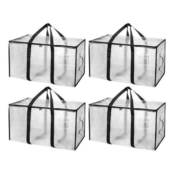 4pcs Heavy Duty Moving Bags Storage Boxes Clear Storage Bins with Lids