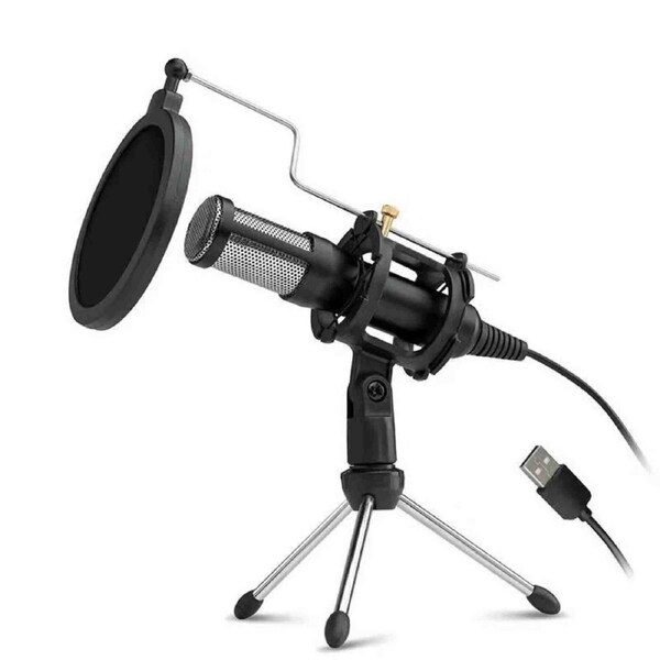USB Condenser Mic Kit Microphone Gaming Recording PC Mac Laptop Tablet