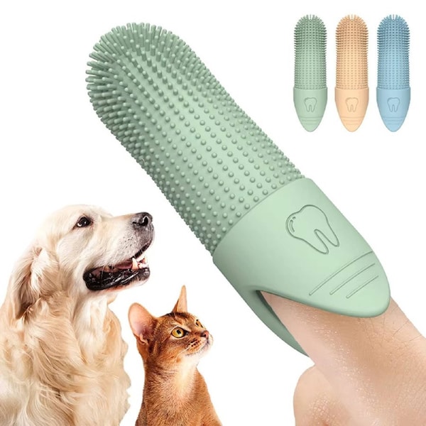 6Pcs Dog Toothbrush 360¡ã Cleaning Finger Toothbrush Pet Silicone Clean Fingertips