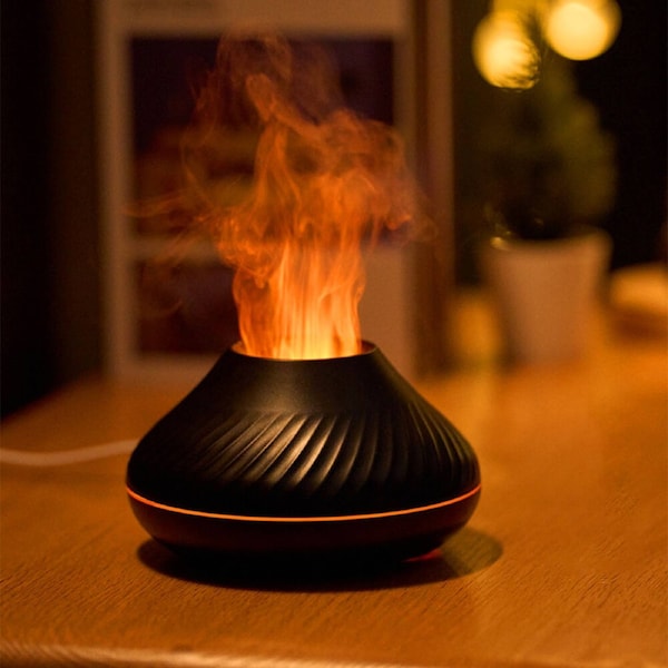 Flame Humidifier Portable Desktop Air Humidifier With Color Flame Night Light