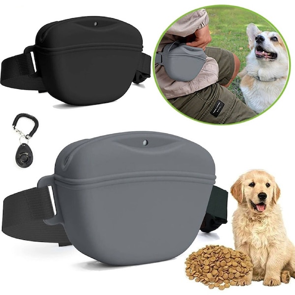2 Pack Pet Portable Dog Training Waist Bag Dog Treat Pouch with Training Clicker