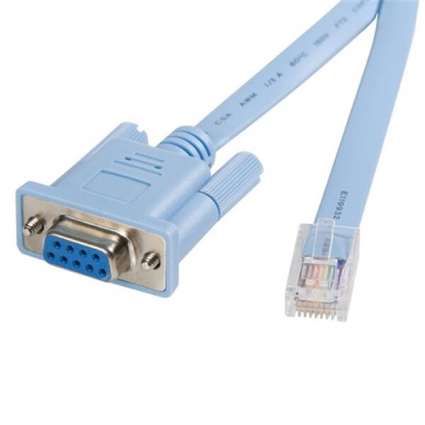 Startech Cisco console router cable - RJ45 (m) - DB9 (f) - 6 ft - Cable for Network Device, Notebook, Router - First End: 1 x RJ-45 Network - Male - Second End: 1 x 9-pin DB-9 Serial - Female - Blue