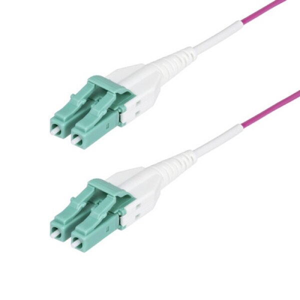 Startech 5m (16ft) LC to LC (UPC) OM4 Multimode Fiber Optic Cable, Erika Violet, 50/125, 100G, Uniboot Fiber Jumper Cord, OFNR Riser