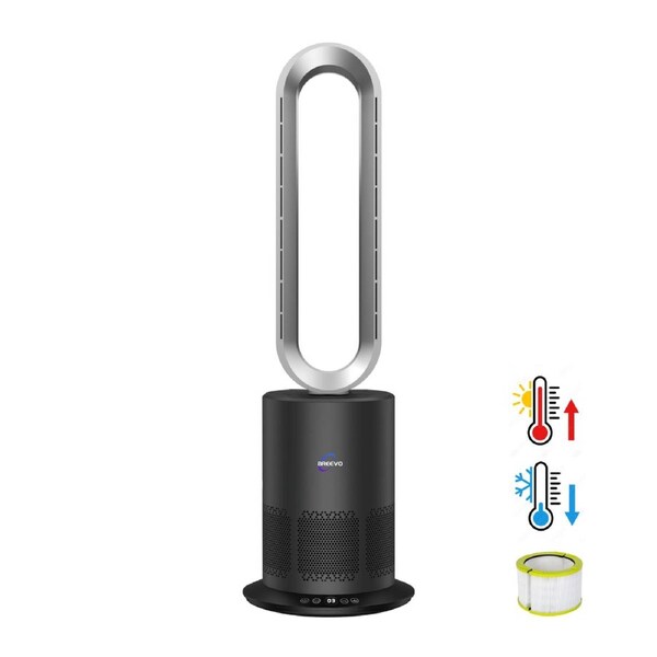 Breevo 3-in-1 Bladeless Fan Heater & HEPA Air Purifier 1950W - PureFlow - Grey
