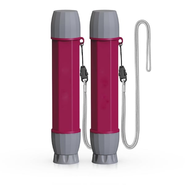 Nevenka 2 Pcs Personal Filter Straw Portable Water Purifier Filtration System for Outdoor Activities-Plum Red