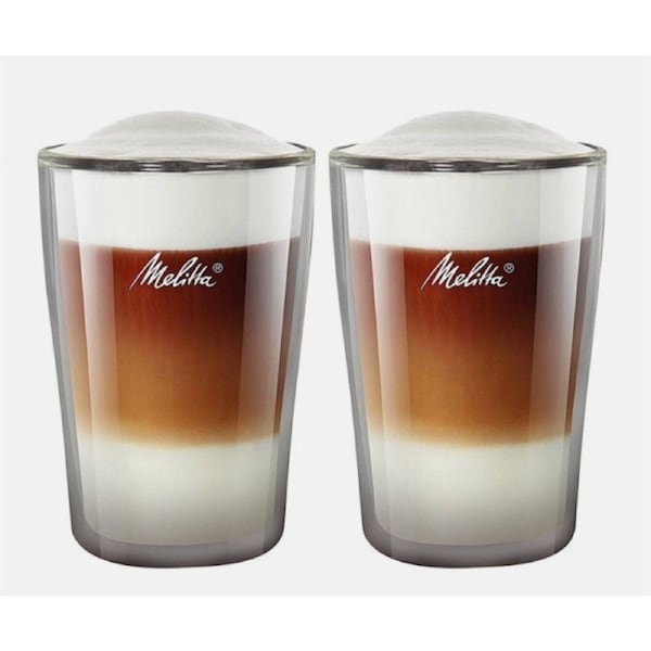 Melitta Latte Coffee Glasses 2 Pack ? Glass Coffee Cups Set