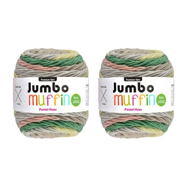 Deal365 2pce Muffin Yarn 200g Pastel Hues