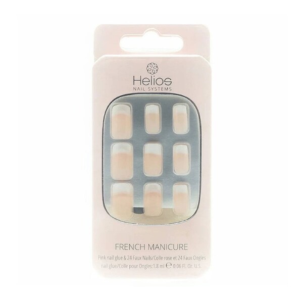 Helios French Mani Artificial Nails Long Pink 24 Pieces Pack of