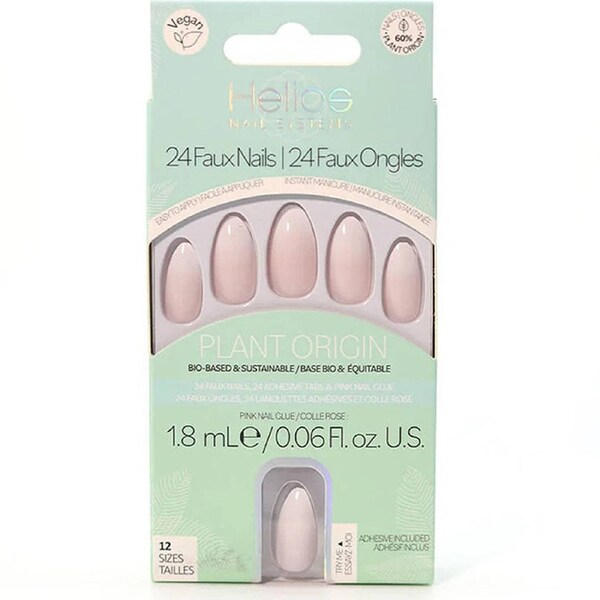 Helios Plant Based Press On Nails French Pink Stiletto Eco-Friendly Pack of 24