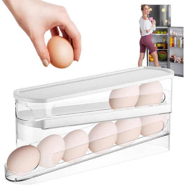 Egg Storage For Refrigerator, Stackable Egg Dispenser Holder, Egg Keeper For Refrigerator