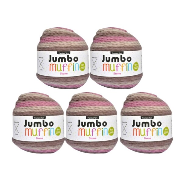 Deal365 5pce Muffin Yarn Stone 8ply 200g