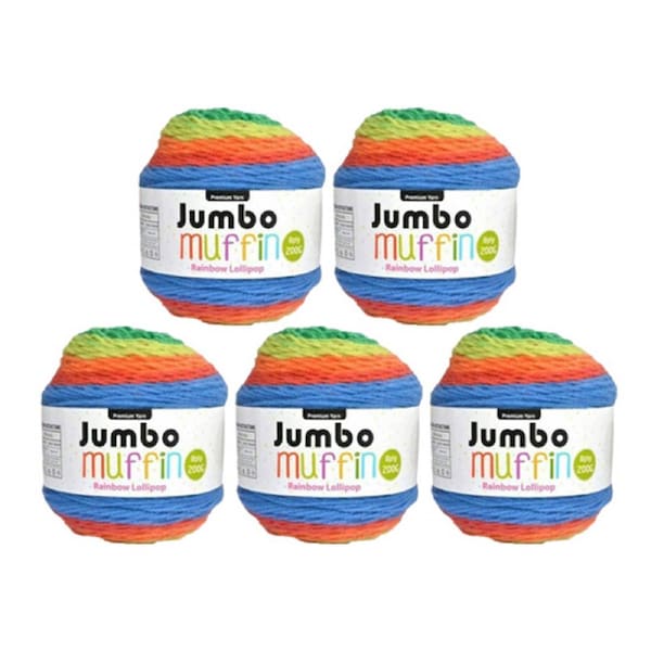 Deal365 5x 8Ply Knitting Yarn Cake JUMBO Premium Acrylic Crochet Craft 200g Lollypop